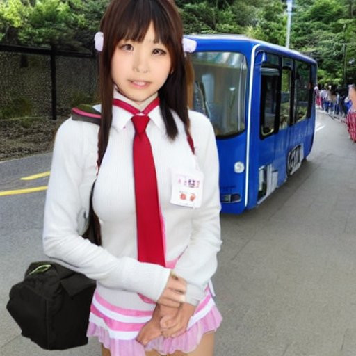 バス乗り場の少女