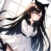 ❤︎オリジナル手描きイラスト❤︎アナログイラスト●B5● 猫耳セーラー服女の子 手描きイラストアナログ○B5サイズ☆猫ちゃんセーラー服