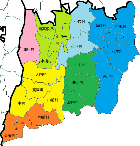 戦前の芳賀郡地域の地図
