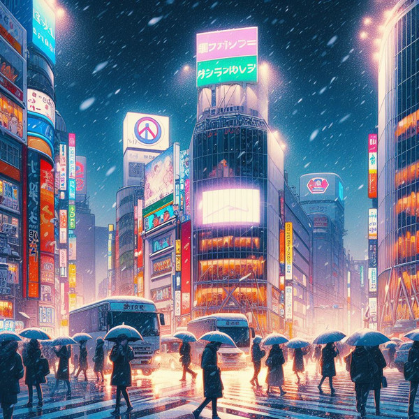 雪の渋谷・スクランブル交差点 その２