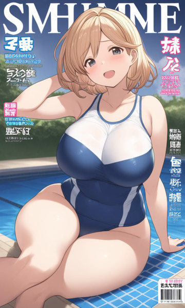 エロ雑誌のカバーガールのスク水のジータちゃん