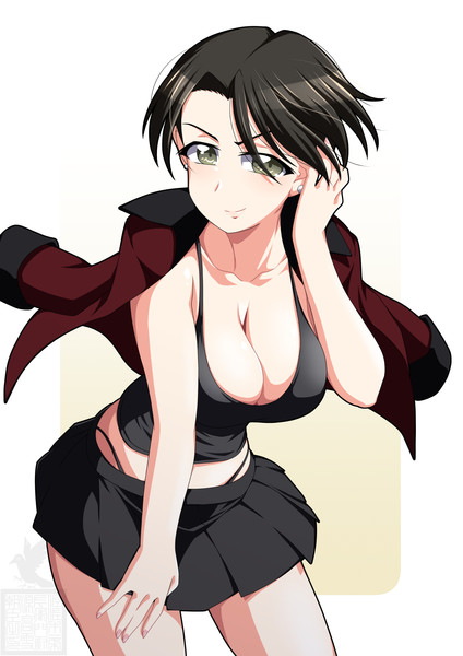 パンツァージャケットを肩に掛けるバニラちゃん