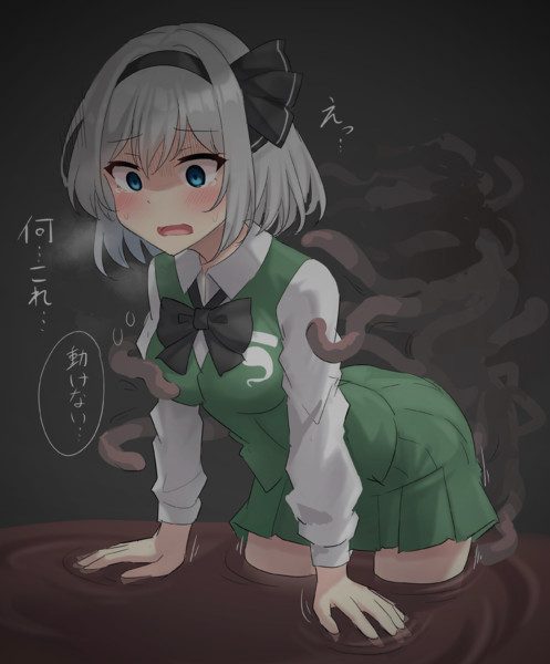 逃げる途中に沼にハマっちゃう妖夢ちゃん
