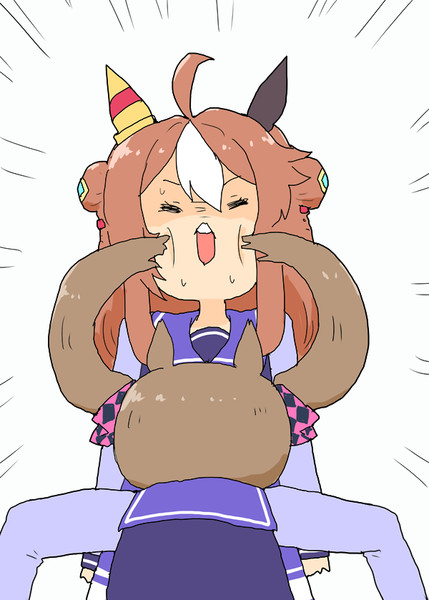 ほっぺ鷲掴みファル子とリッキーちゃん
