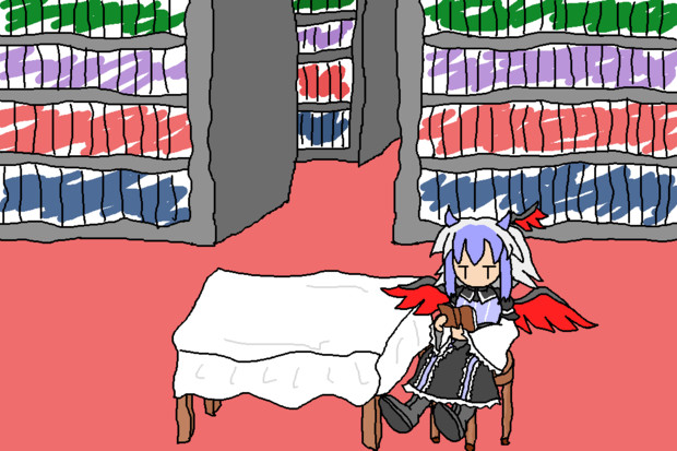 【GIF】図書館で本読む妖怪と吸血鬼