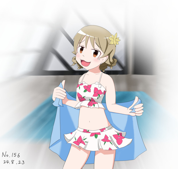 水着を披露するもりくぼ