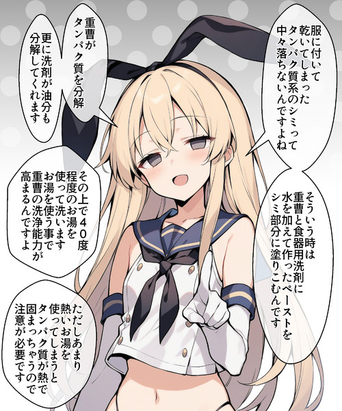 何故かシミ抜きについて詳しい島風さん