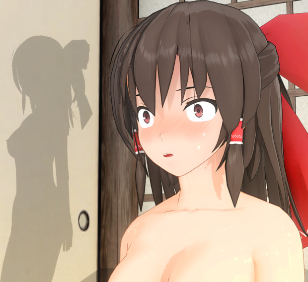 何かを凝視する霊夢さん