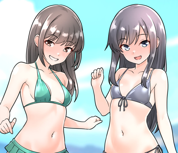ビキニな朝潮ちゃん&早潮ちゃん