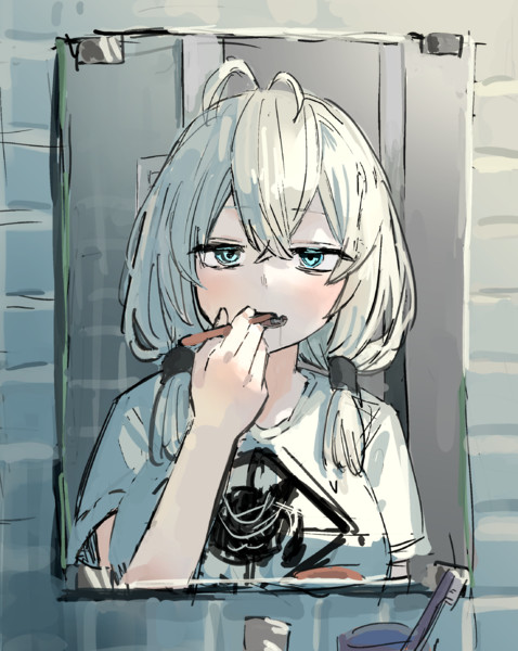 歯を磨くもち子さん