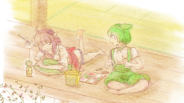 こけしの絵付け