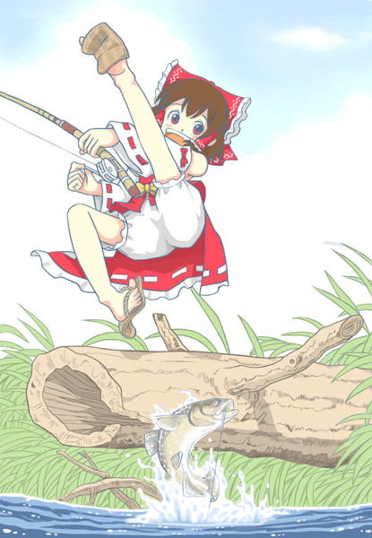 関西おばさん川釣りを楽しむ