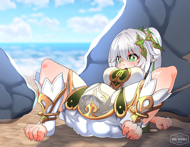 砂浜でこけたナヒーダ