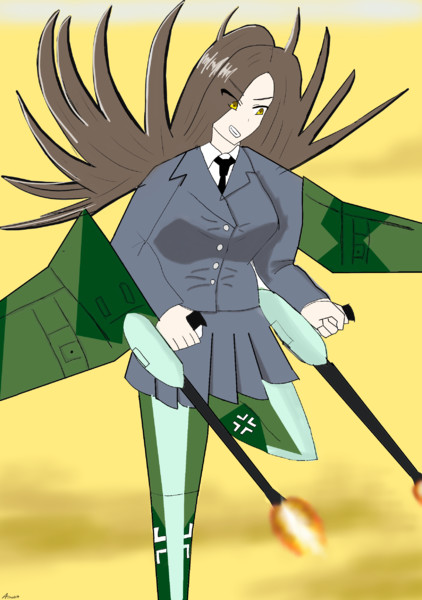 手描きイラスト オリジナル 同人手描きイラスト セーラー服 寿司