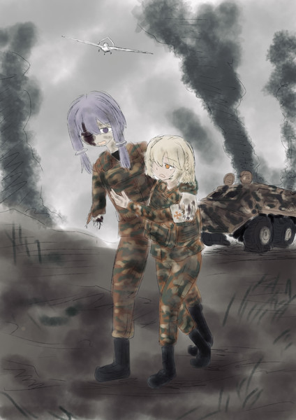 旗手から逃げるゆかりさんとTTちゃん