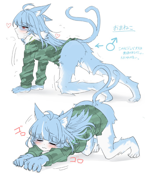 X(twitter)のお題で描いたおまねこ