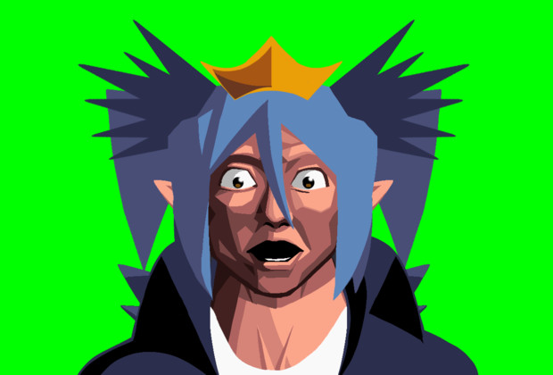 理不尽にも吹き飛んだベースを前に立ち尽くすアクア様GB