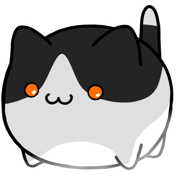 【素材】ハチワレ白黒猫・茶目・透過素材・マップ隠し・下からライティング【フリー素材処くらげや】