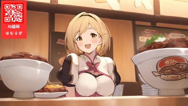 牛肉丼をがっつり食べるジータちゃん