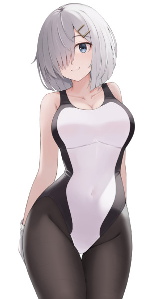 二次元　競泳水着 浜風 競泳水着＋黒タイツ / べいさく さんのイラスト - ニコニコ静画(イラスト)