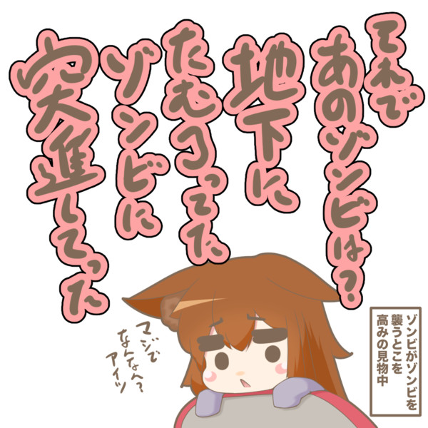 謎の光景を高みの見物中な狐