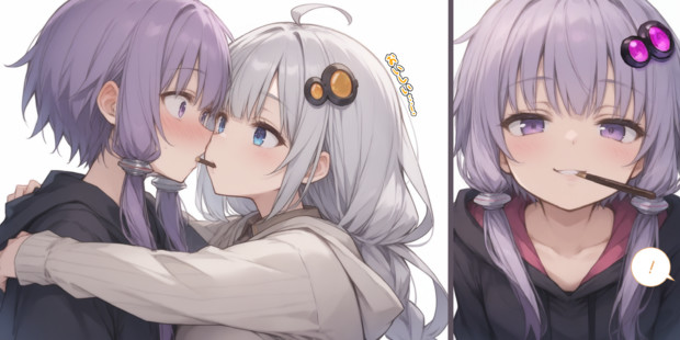 ポッキーの日なのでポッキーゲーム煽りをしてくるゆかりさんと容赦なく食べるあかりちゃん！