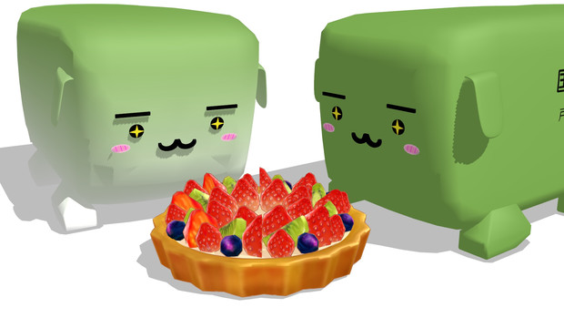 ケーキを食べようとするすくすくコンテナ