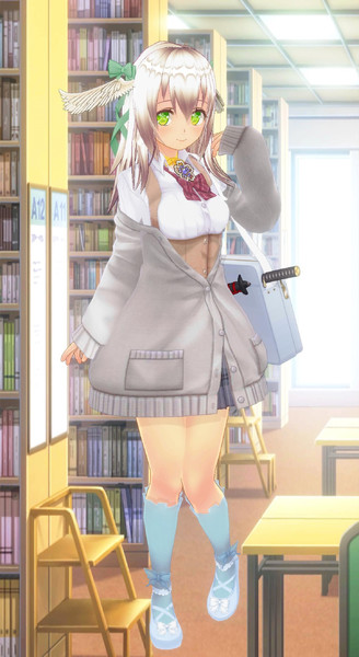 緑の白居まるは図書館で勉強をしたいようです