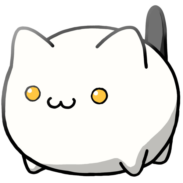 【素材】しっぽだけ黒の白猫・黄目・マップ隠し・透過・上からライティング【フリー素材処くらげや】