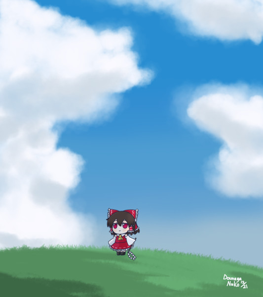 考えるふもふも霊夢