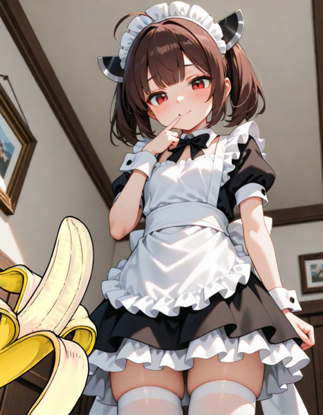 バナナを見つめるメイドきりたん