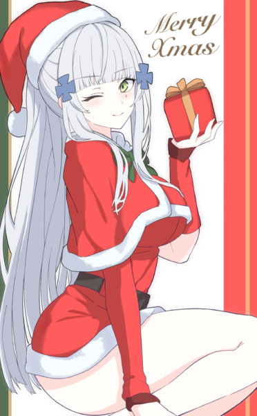Merry Xmas. Clukay in Santa costume.