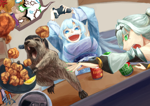 【支援絵】騒音3人組の日常風景