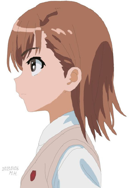 【月が変わったので描いてみた】美琴（アニメ公式サイトスクショ）2025.1.6投稿