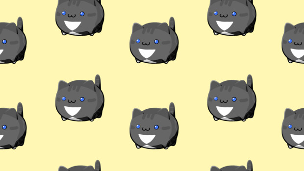 【素材】背景・シームレス猫玉模様・黒トラタキシード猫【フリー素材処くらげや】