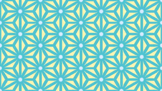 【素材】背景・麻の葉模様・青・黄・シームレス【フリー素材処くらげや】