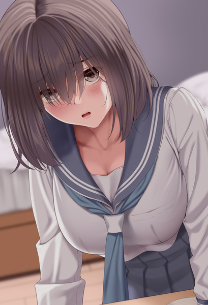 勉強に集中できてないことを注意してくるセーラー服彼女