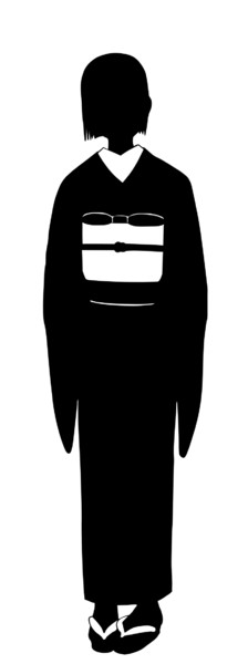 【素材】シルエット・モノクロ・立ち絵・女性・和装【フリー素材処くらげや】