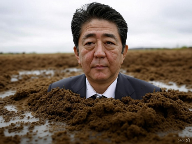 土から出てくる安倍晋三くん