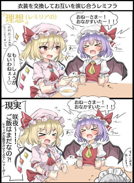 衣装を交換してしてお互いを演じ合うレミフラ