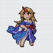 直筆色紙　東方　小悪魔　こぁ　一代大佐　世は並べて事も無し コーギーを小脇に抱えた小悪魔さん / とびだせ一代大佐おじさん