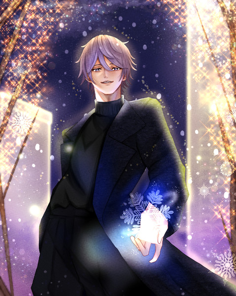 イルミネーション点灯式で点灯する人