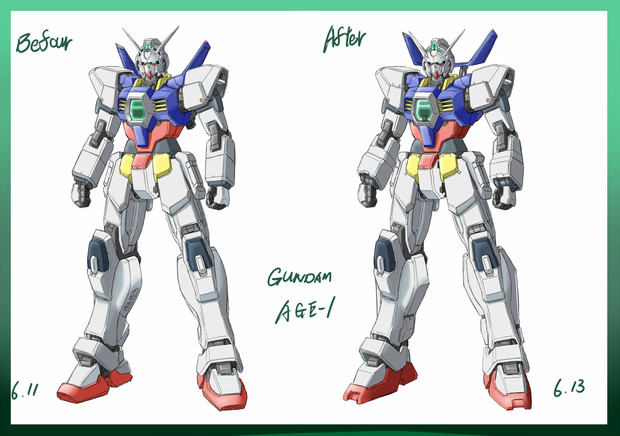 ガンダムage 1 6 11と6 13の新旧比較 らびにだっど さんのイラスト ニコニコ静画 イラスト