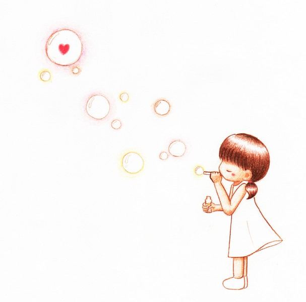 イラスト シャボン 玉 色鉛筆 簡単