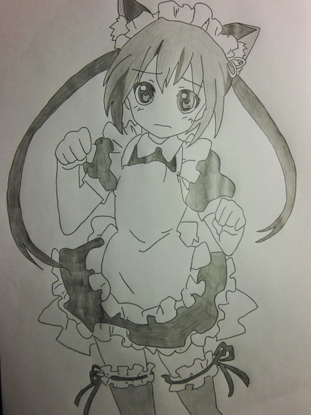 シャーペン で メイド服のあずにゃん を描いたのさ 唯 唯 さんのイラスト ニコニコ静画 イラスト