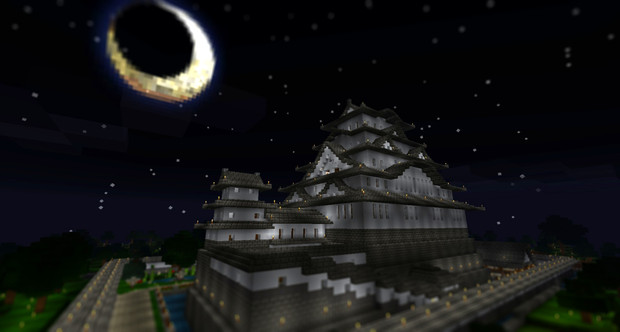 Minecraft Diorama Wallpaper 白月城 月夜 どんぼこ さんのイラスト ニコニコ静画 イラスト