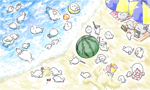 あざらし海水浴 グレー さんのイラスト ニコニコ静画 イラスト