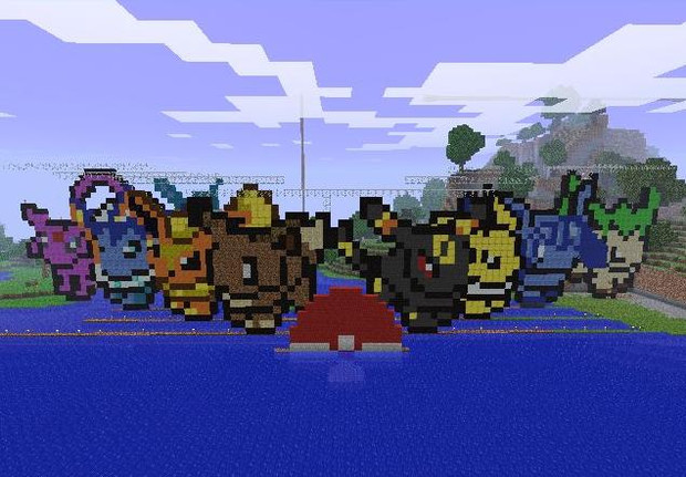 Minecraftでポケモンのブイズを作ってみた Lucy ルーシィ Cro さんのイラスト ニコニコ静画 イラスト