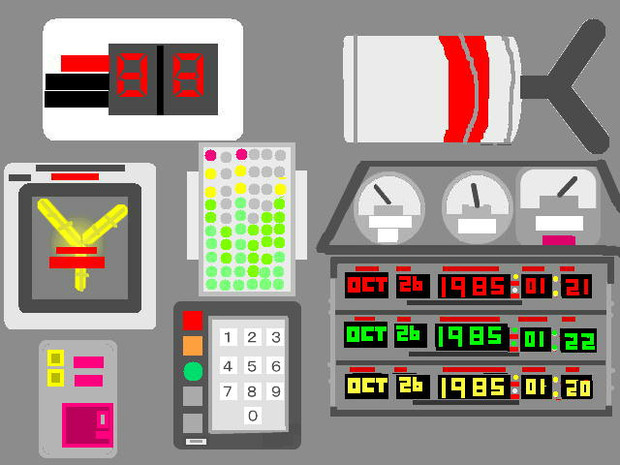 デロリアンタイムマシーンの部品たち。（内部）