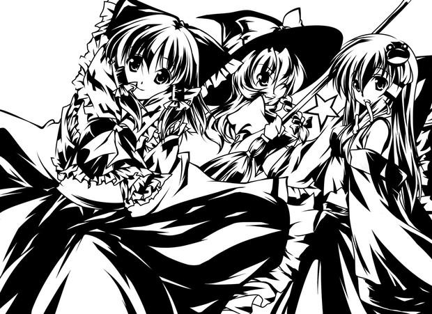 切り絵原画 自機娘ズ 白黒 央紫 さんのイラスト ニコニコ静画 イラスト